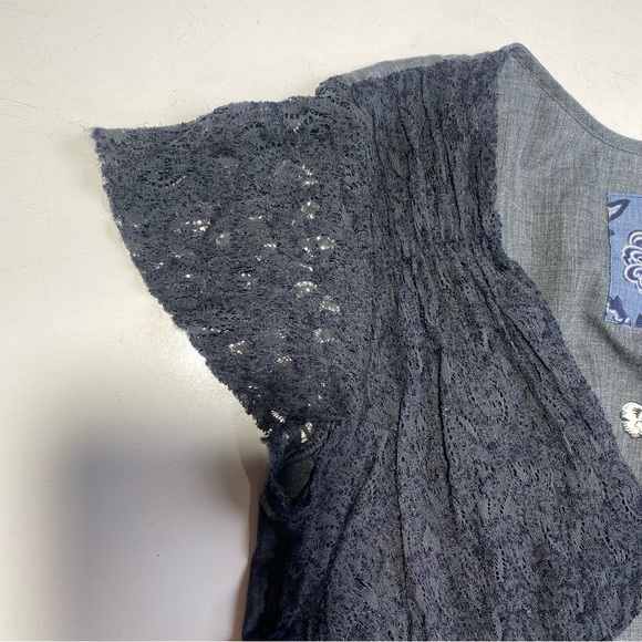 Odd Molly Uncorporated Grey Rose Print Feminine Boho Flowery Pocket Dress 3 - Picture 5 of 15